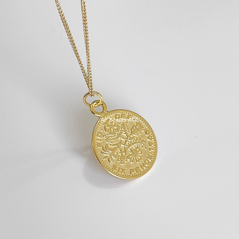 F관 - 925 실버 원형 코인 펜던트 목걸이 [B361] 25.10-3