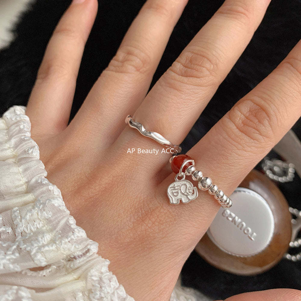 A관 - 미니 펜던트 홍마노 925 실버 비즈 반지 [1520-1527] 25.11-3