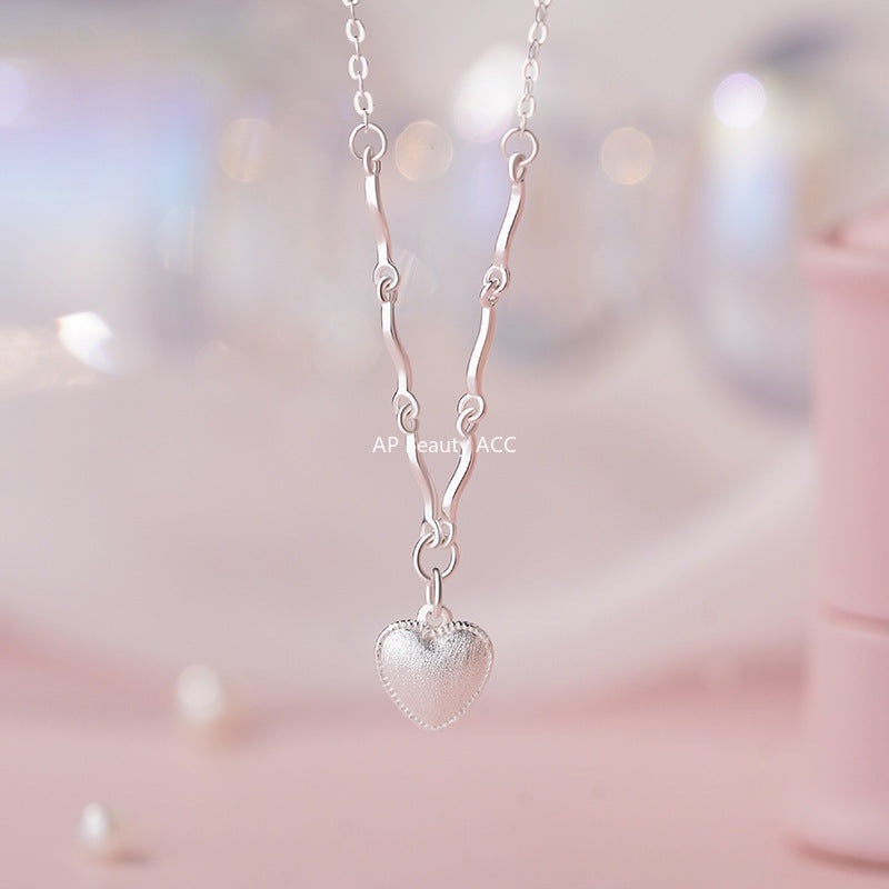 B관 - 999 실버 샌딩 하트 펜던트 목걸이 [YC2194N_1] 25.10-2