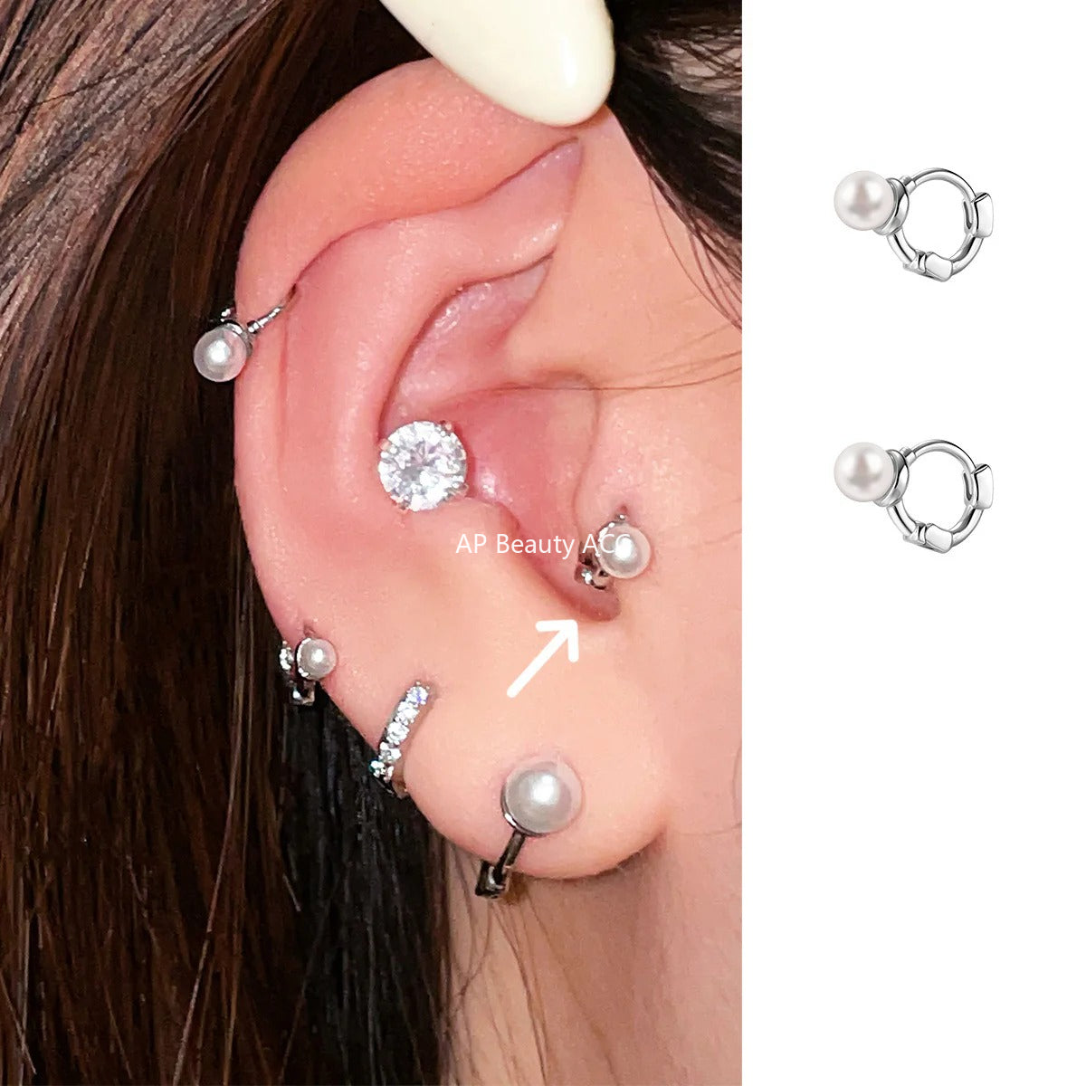 A관 - 미니 진주 티타늄 스틸 링 귀걸이 [EH-4088] 25.09-4