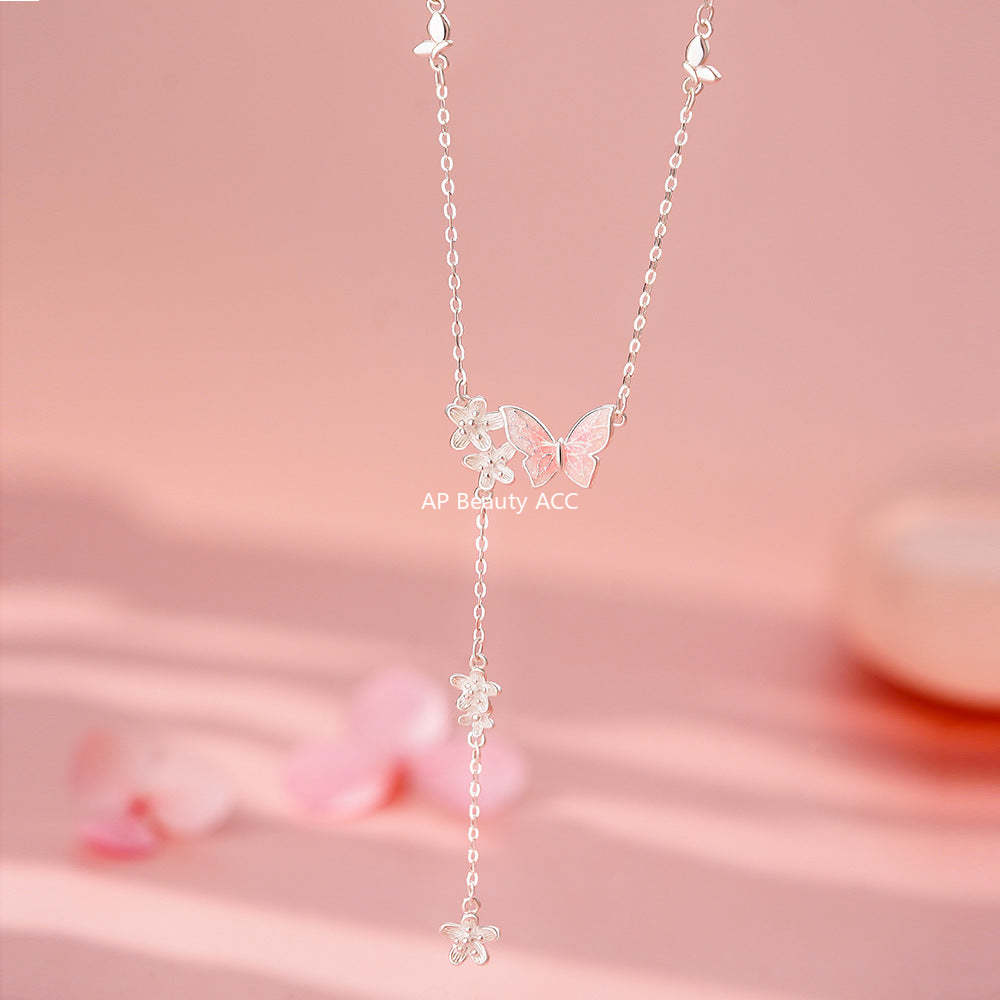 B관 - 999 실버 레진 나비 플라워 태슬 목걸이 [YC2185N_1] 25.11-4