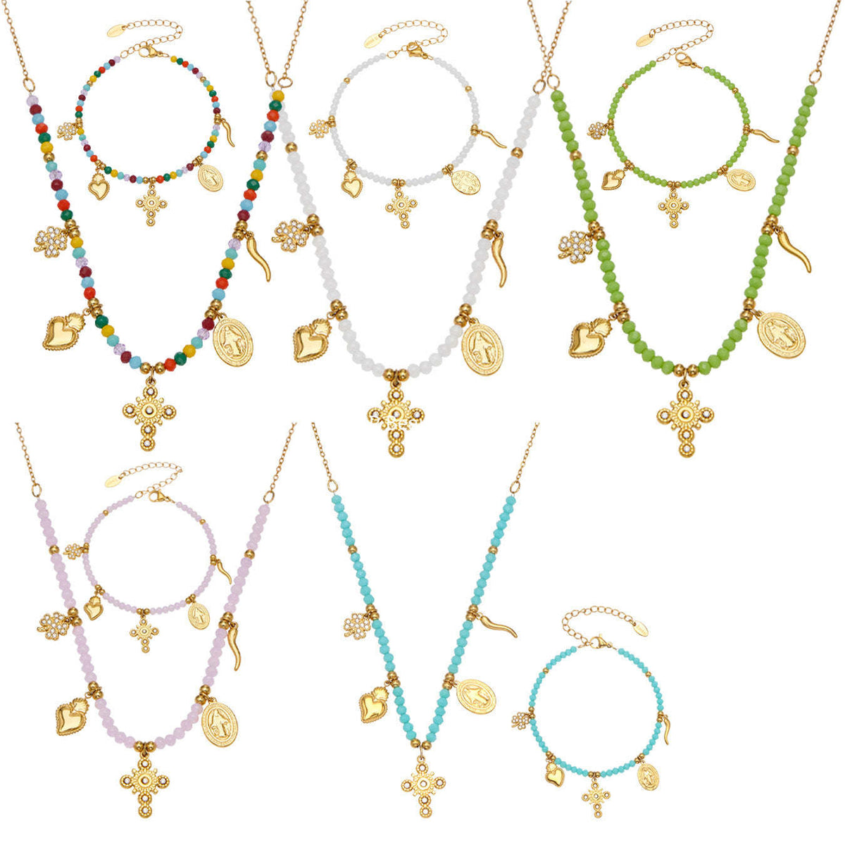 D관 - 스테인리스 스틸 크리스탈 펜던트 큐빅 팔찌 목걸이 [TXP481] 25.11-4