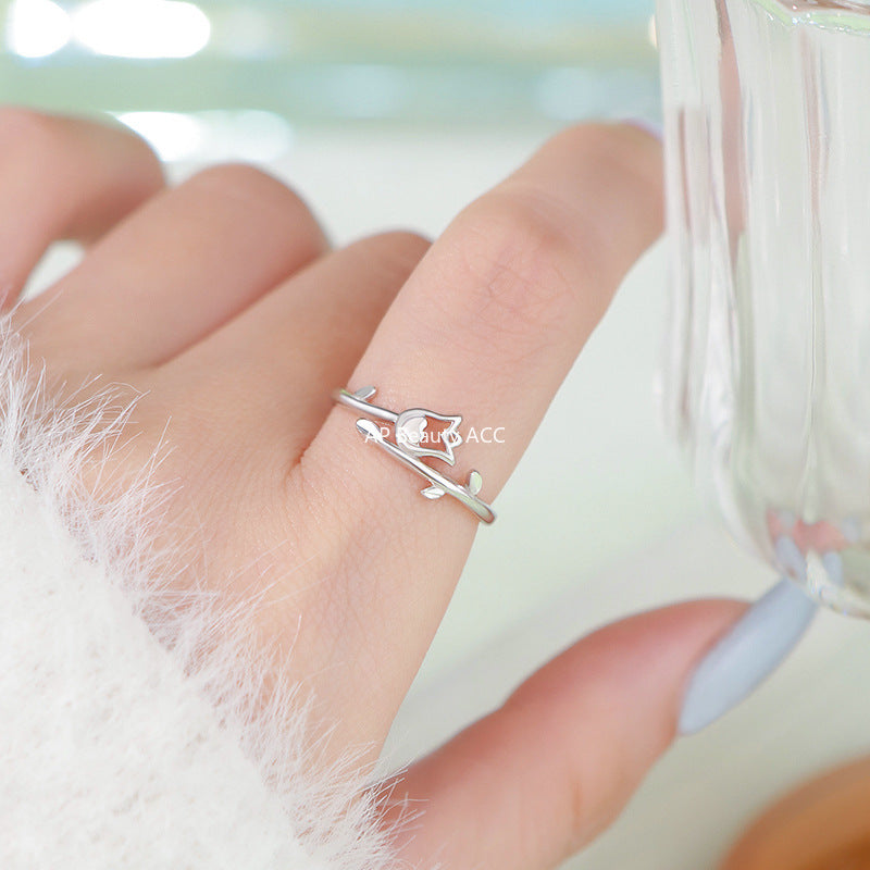 B관 - 999 실버 장미 플라워 오픈형 반지 [YC5233R_1] 25.10-1