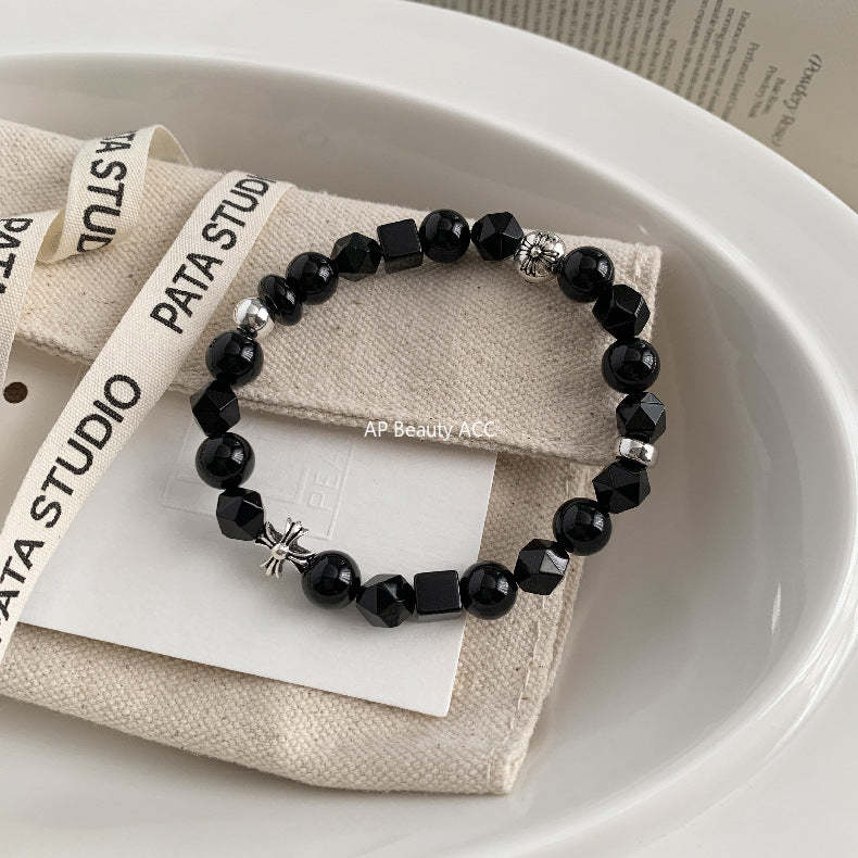 A관 - 십자가 흑마노 흑요석 925 실버 팔찌 [1512] 25.11-3