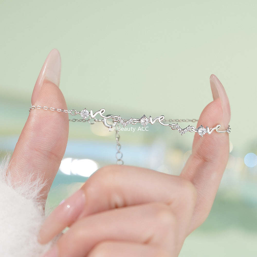 B관 - 925 실버 LOVE 이니셜 큐빅 목걸이 [YC4137SL_1] 25.12-3