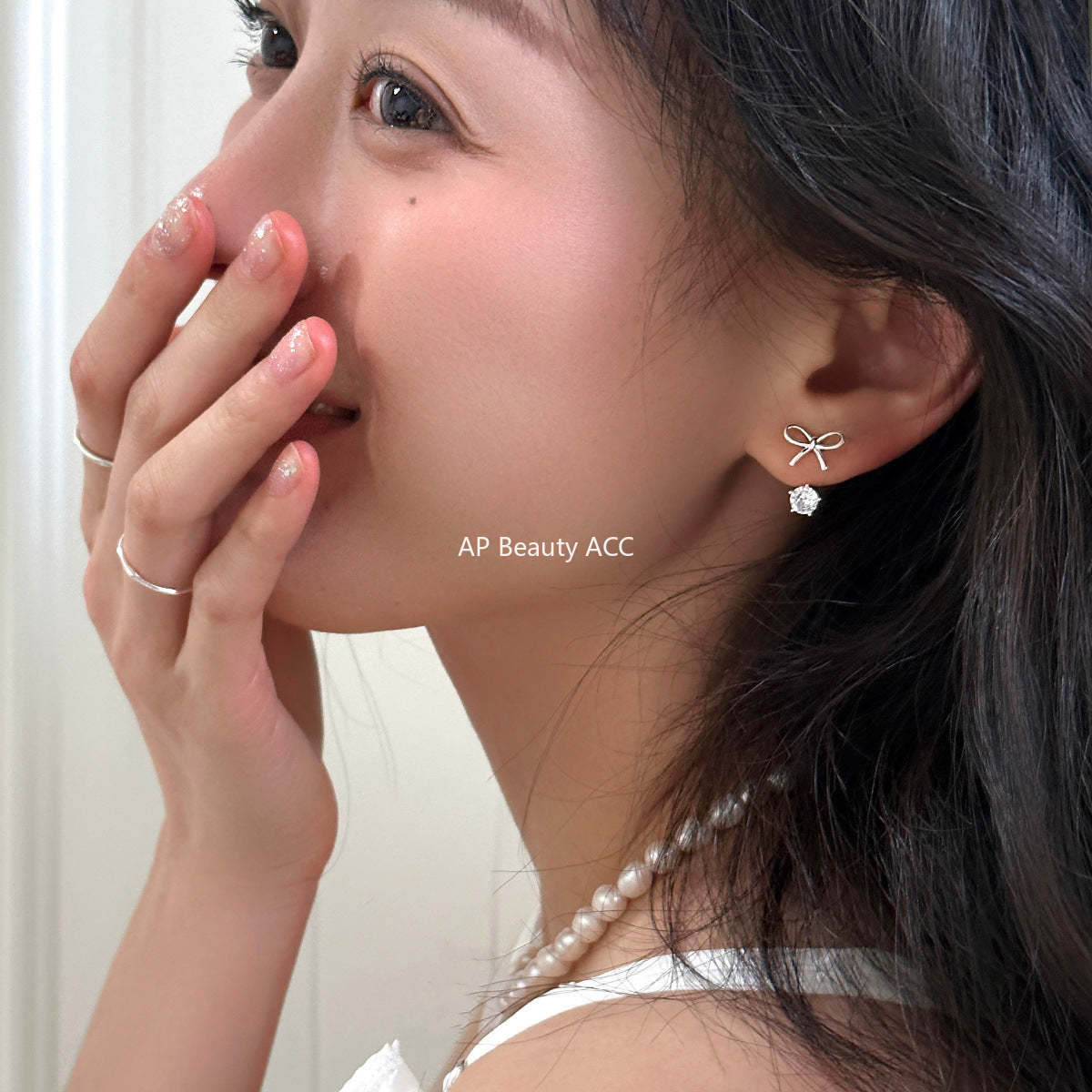 A관 - 리본 큐빅 925 은침 귀걸이 [EH-3702] 25.07-2
