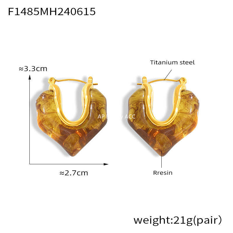 D관 - 스테인리스 스틸 캔디 컬러풀 레진 귀걸이 [F854] 24.12-4