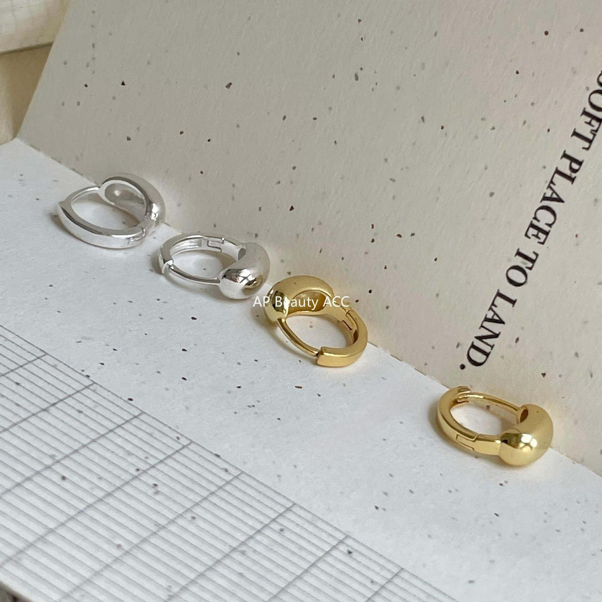 F관 - 925 실버 곡선형 볼드 링 귀걸이 [C1422] 25.11-4