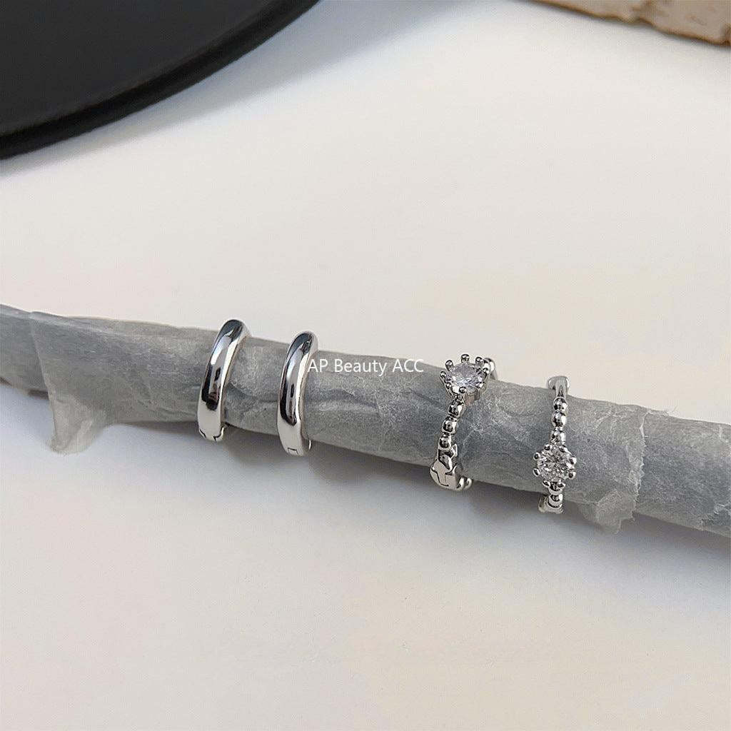 C관 - 미니멀한 스타일 큐빅 원형 귀걸이 [3675-3676] 24.03-5