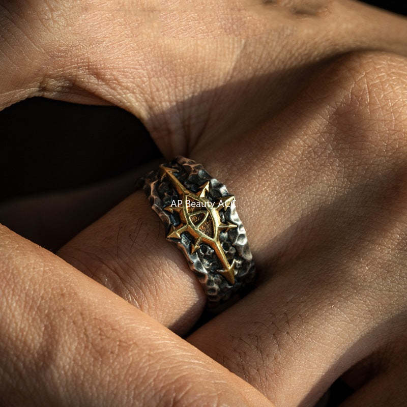 G관 - 악마의 눈 펀칭 패턴 빈티지 오픈형 반지 [J2697] 25.11-4