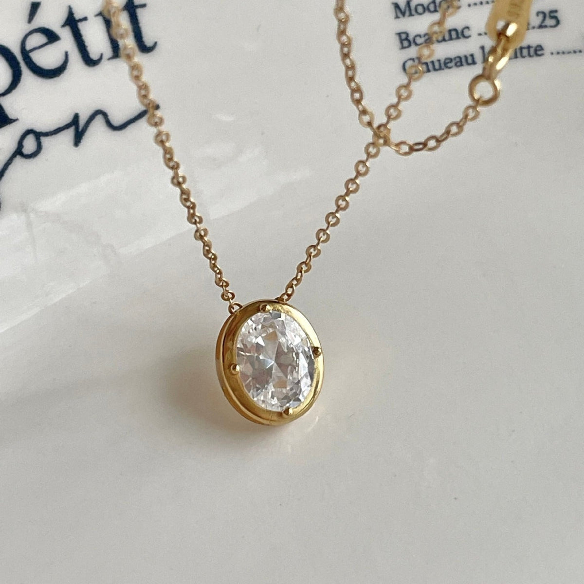 F관 - 925 실버 타원형 빅 큐빅 펜던트 목걸이 [B1384] 25.11-4