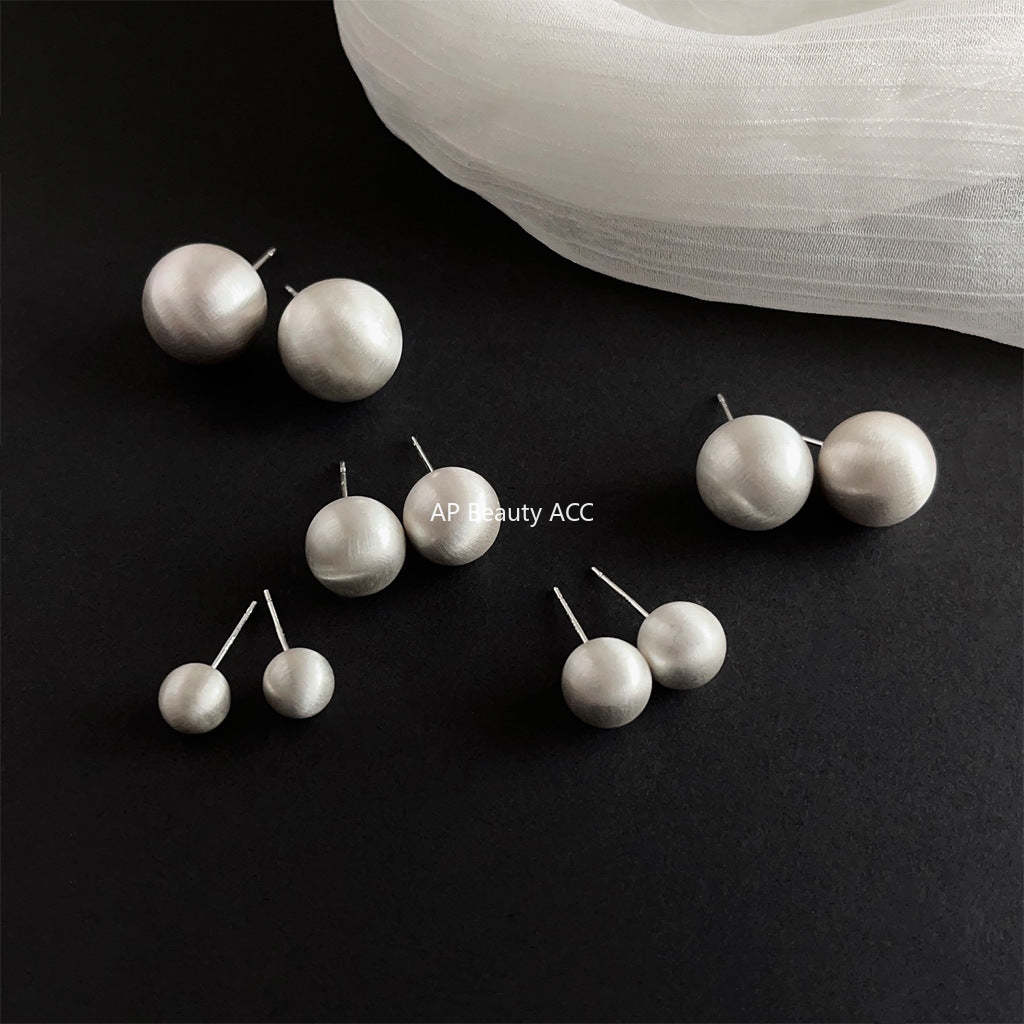 C관 - 실버 브러쉬 공 모양 심플한 데일리 귀걸이 [3536-3540] 24.01-2