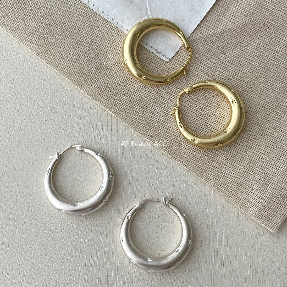 A관 - 925 은침 민무늬 별 링 귀걸이 [EH-3970] 25.10-1