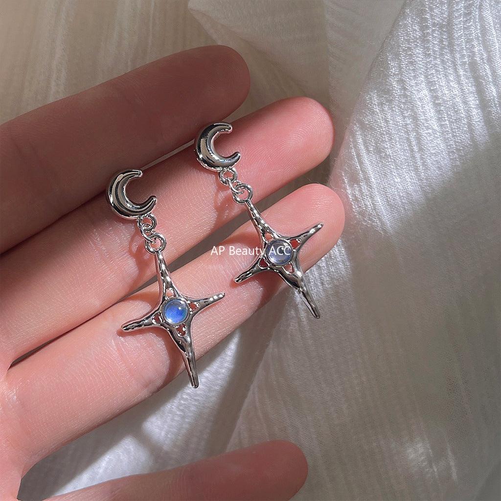 C관 - 별 달 디자인 인스타 감성 유니크 실버 롱 귀걸이 [B-590] 24.03-3