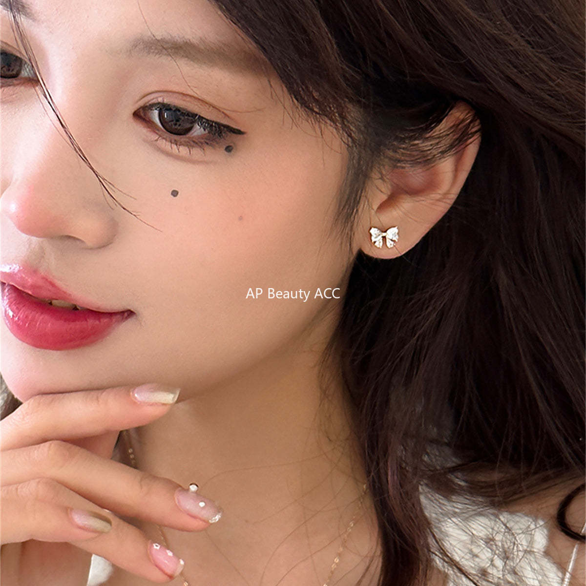 A관 - 925 은침 하트 큐빅 리본 귀걸이 [EH-4037] 25.09-2