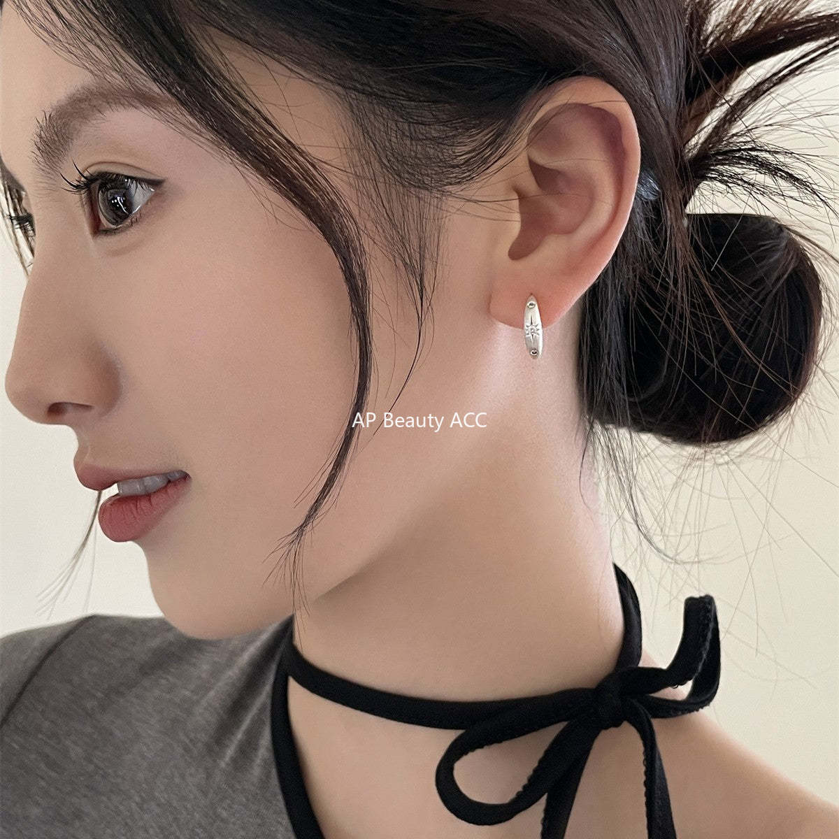 A관 - 샌딩 별 큐빅 925 은침 링 귀걸이 [EH-4015] 25.09-4