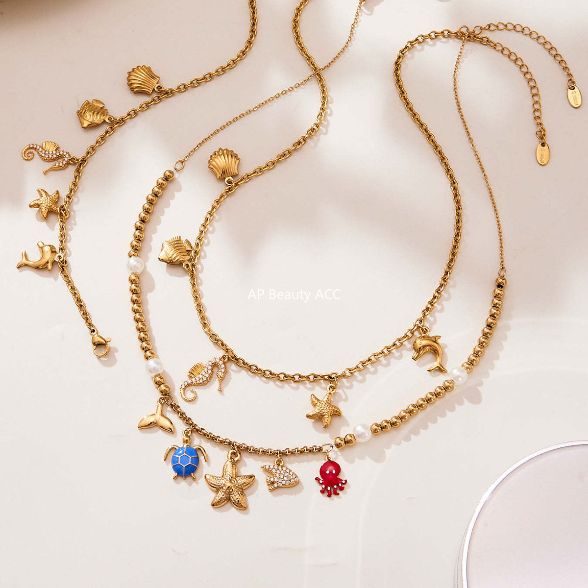 D관 - 스테인리스 스틸 해양생물 큐빅 펜던트 목걸이 팔찌 [TXP447] 25.10-4