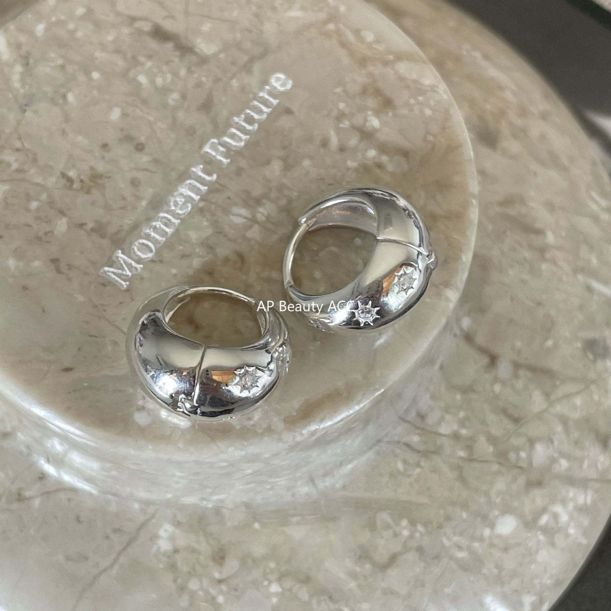 F관 - 925 실버 심플 큐빅 U형 귀걸이 [C1186] 25.12-3