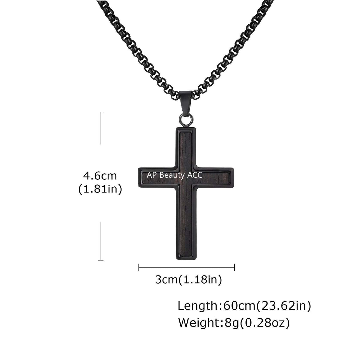 G관 - 흑단 유광 심플 십자가 펜던트 목걸이 [PN-2209] 25.10-4
