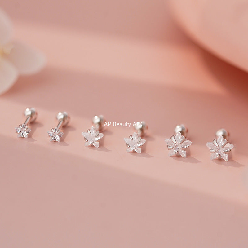 B관 - 999 실버 별 모양 큐빅 피어싱 귀걸이 [YC4262E_1] 25.11-2