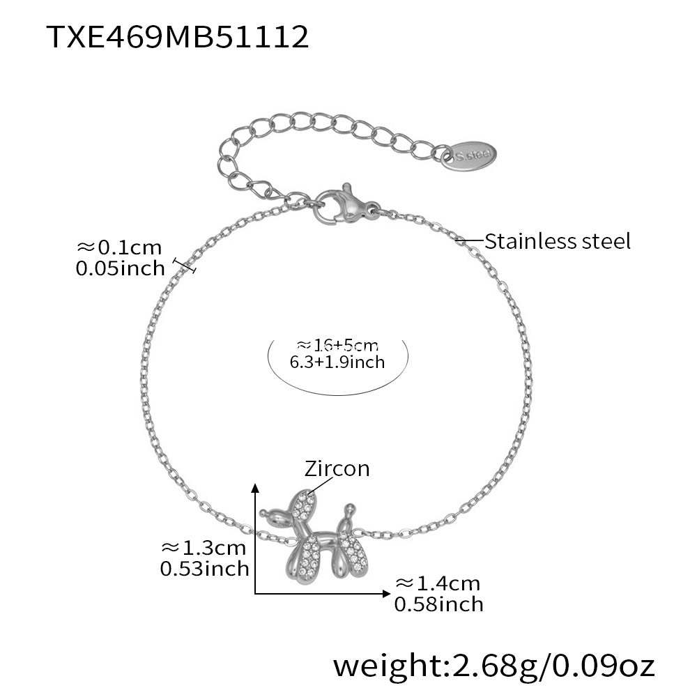 D관 - 큐빅 벌룬독 강아지 펜던트 스테인리스 목걸이 귀걸이 팔찌 [TXP469] 25.11-3