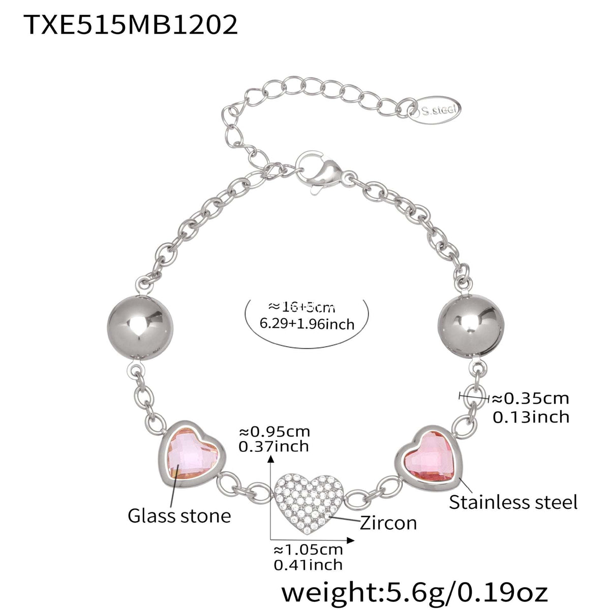 D관 - 컬러 레진 큐빅 하트 18K 도금 스테인리스 스틸 목걸이 팔찌 [TXP515] 25.12-2