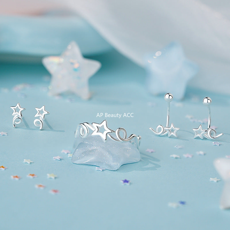 B관 - 925 실버 별 디자인 피어싱 귀걸이 반지 [YC3816R_1 YC3495E_1] 25.10-3