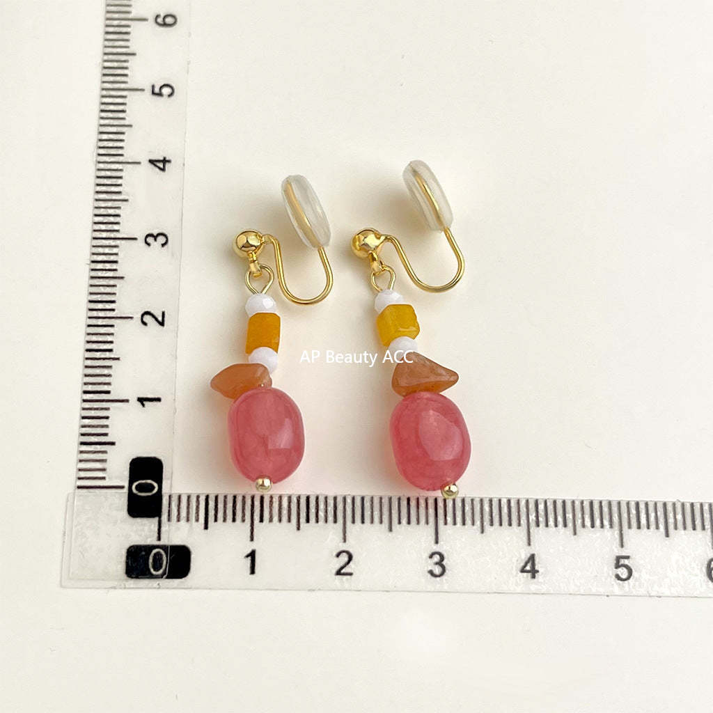 C관 - 18K 도금 에나멜 플라워 이어커프 귀걸이 [EJ0301S] 25.03-1