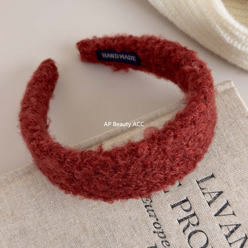 E관 - 양털 퍼 소재 와이드 볼륨 머리띠 [27649] 25.11-1