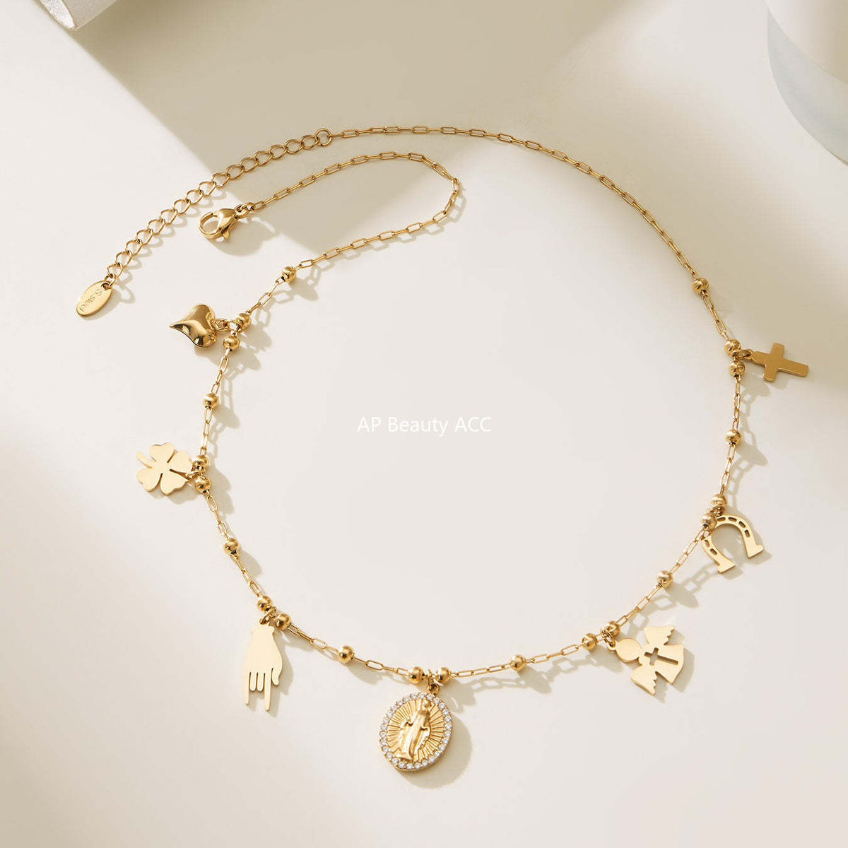 D관 - 스테인리스 스틸 진주 큐빅 펜던트 18K 도금 목걸이 [P732] 25.11-4