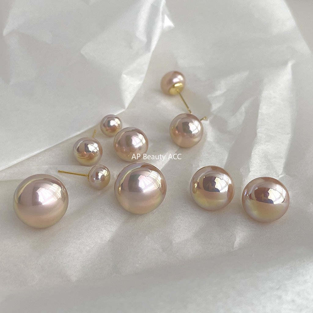 C관 - 핑크 펄 고품질 담수 진주 우아한 은침 귀걸이 [4557-4561] 24.07-2