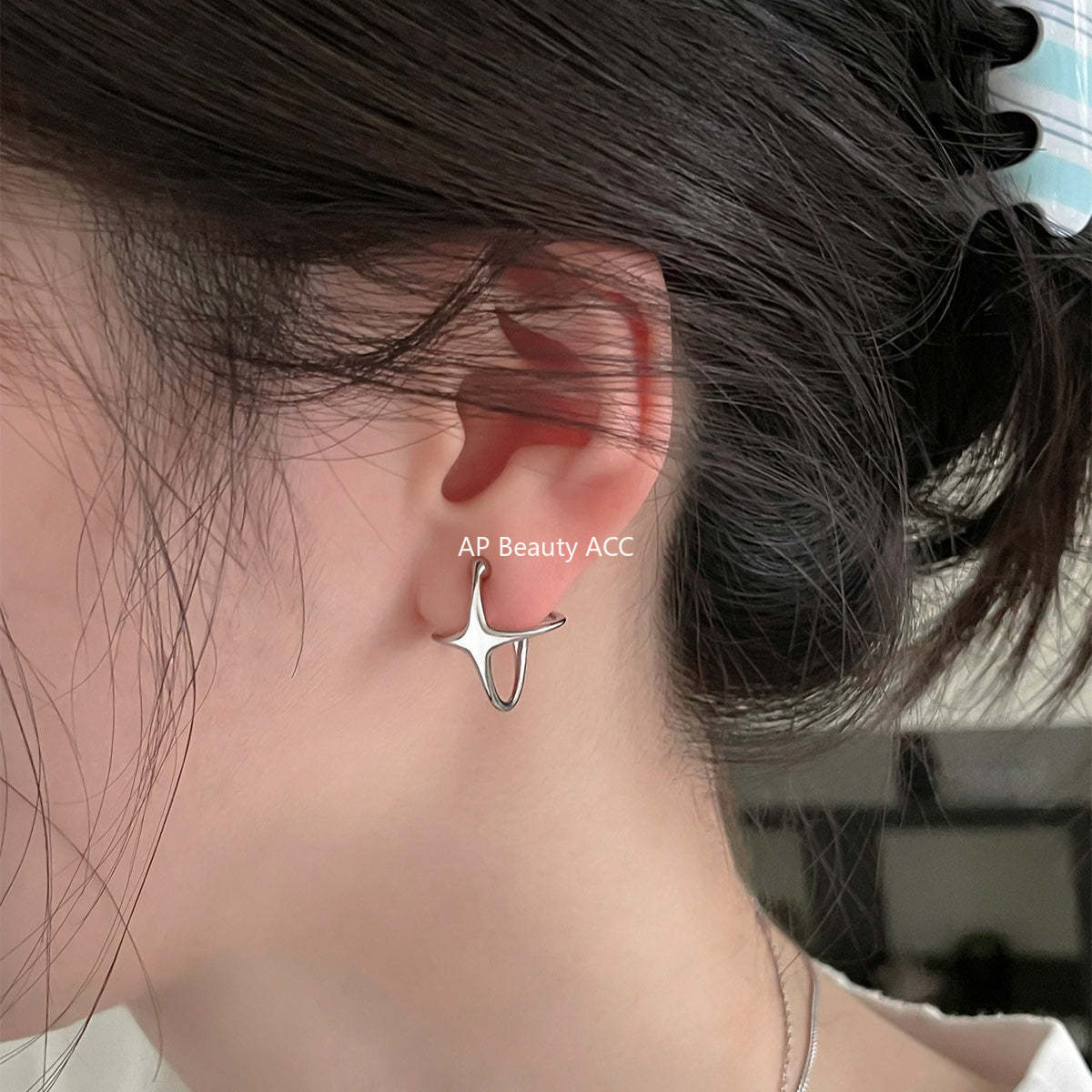 A관 - 사각별 링 디자인 귀찌 귀걸이 [EJ-58] 25.12-3