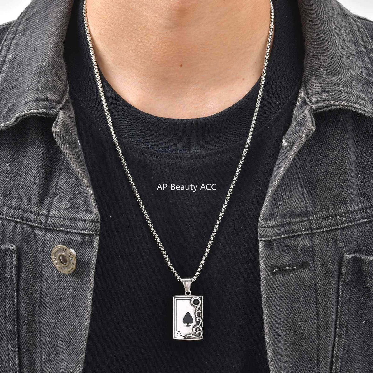 G관 - 스테인리스 스틸 포커 스페이드 A 펜던트 목걸이 [PN-2317S] 25.12-3