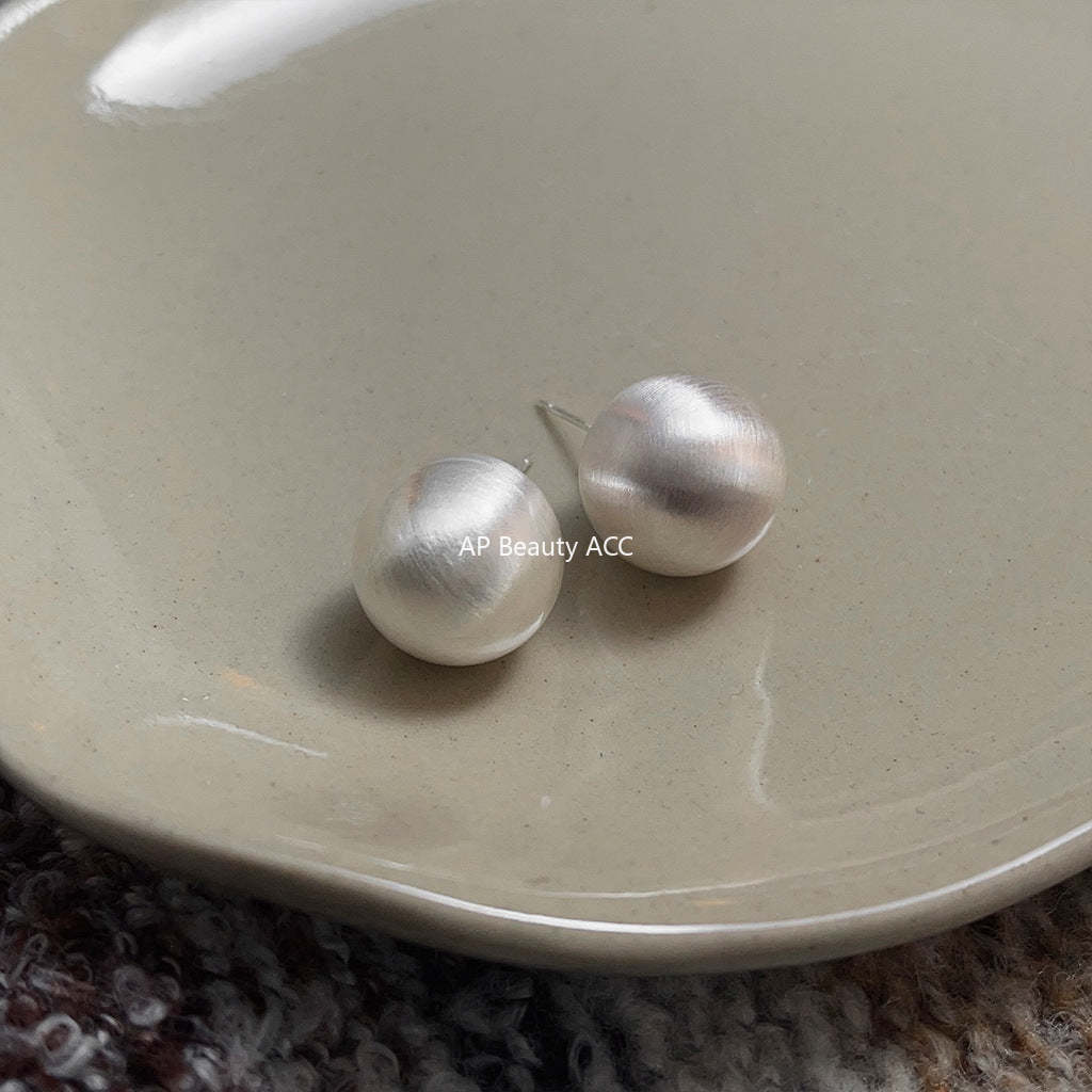 C관 - 실버 브러쉬 공 모양 심플한 데일리 귀걸이 [3536-3540] 24.01-2