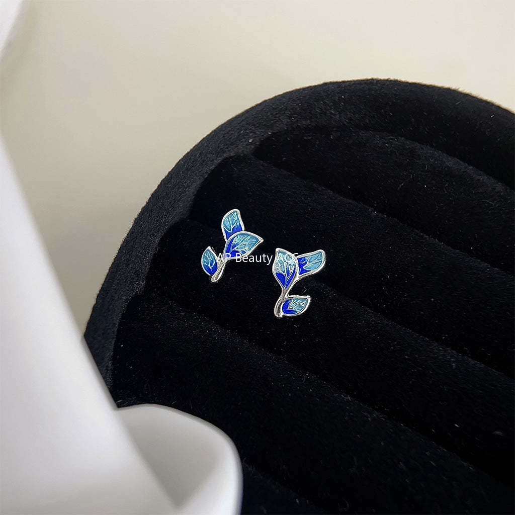 C관 - 간결한 잎사귀 은침 귀걸이 [3981] 24.05-5