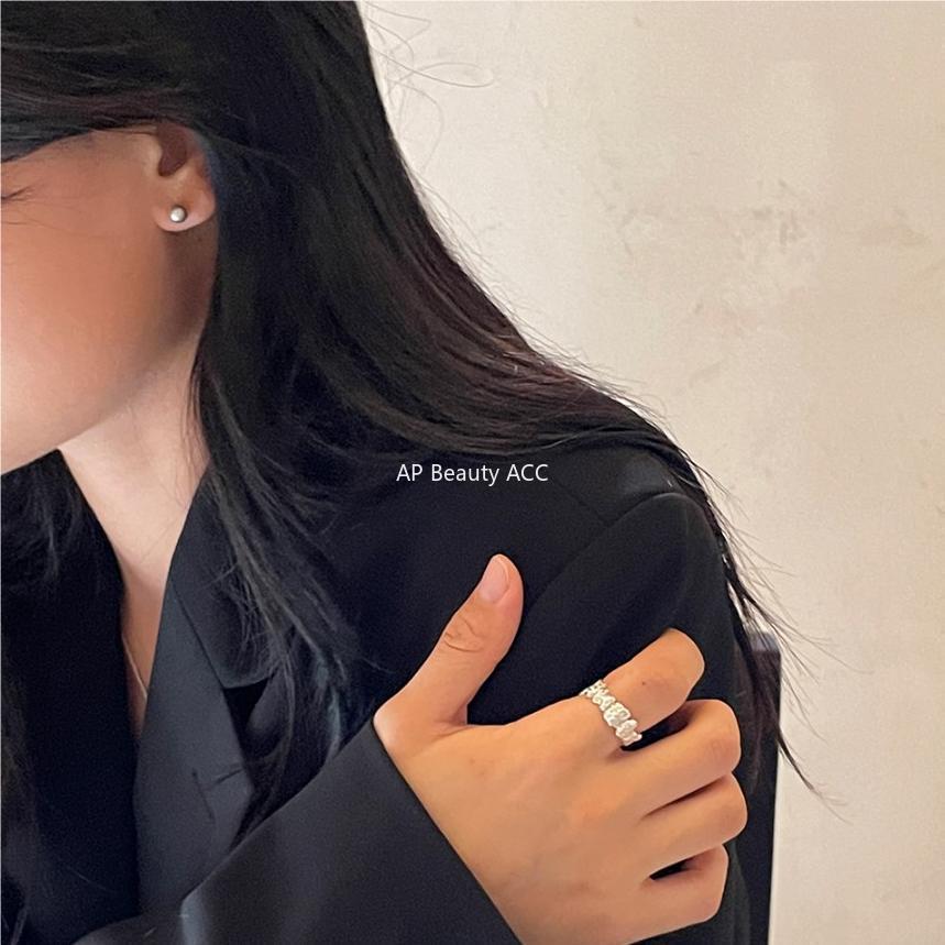 F관 - 925 실버 샌딩 원형 볼 귀걸이 [C1064] 25.09-4