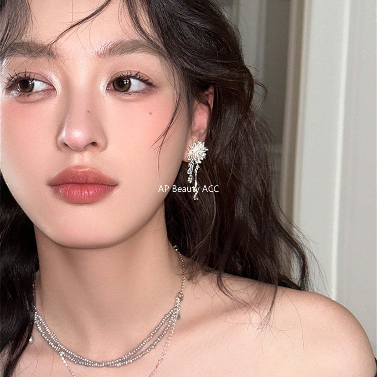 A관 - 큐빅 불꽃 디자인 드롭 귀걸이 [EH-4076] 25.10-4