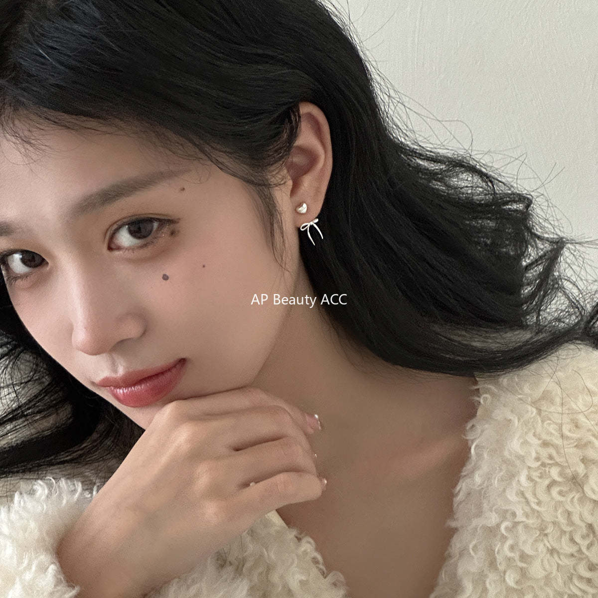 A관 - 925 은침 브러시드 하트 리본 귀걸이 [EH-3037] 24.07-2