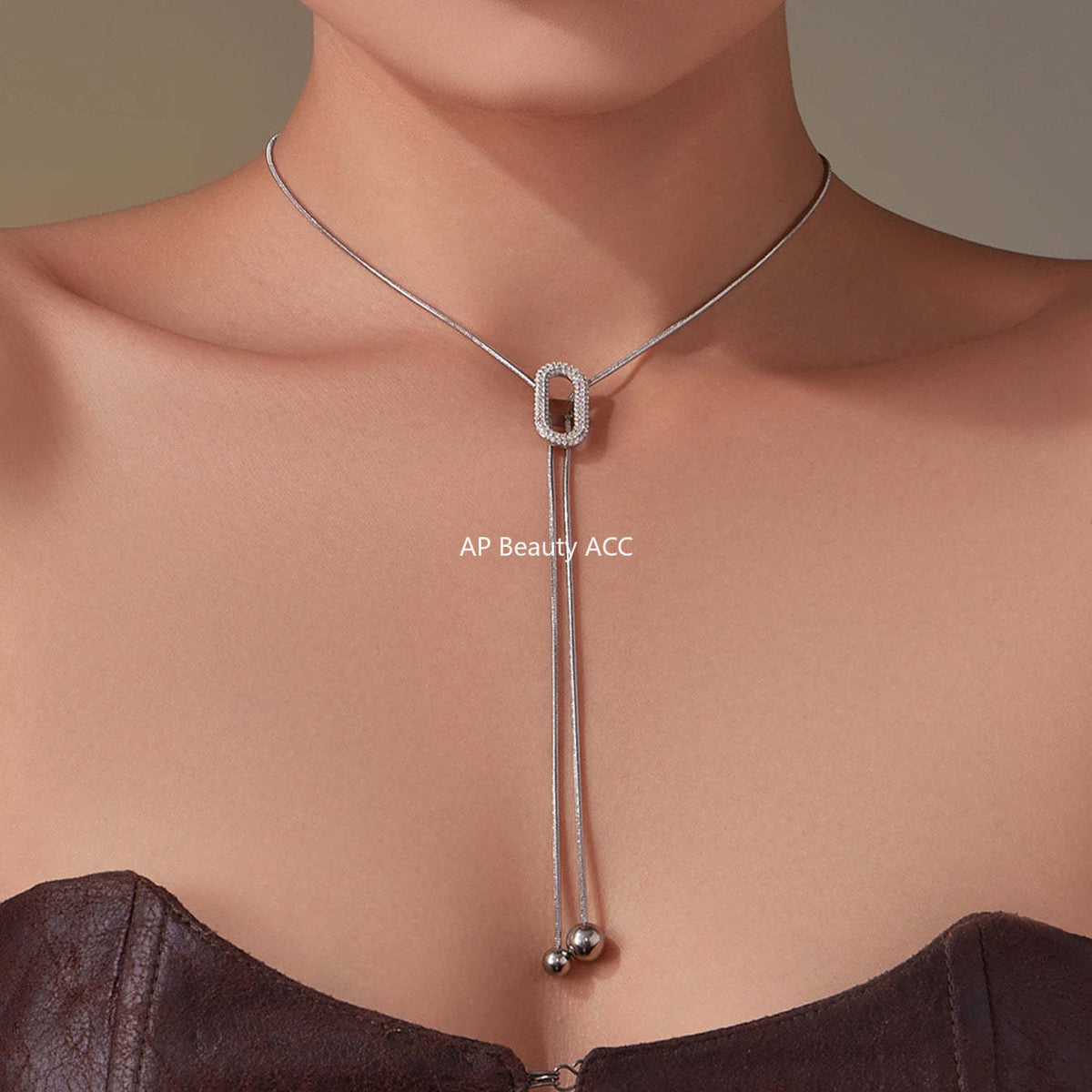 D관 - 큐빅 조절형 18K 도금 스테인리스 스틸 목걸이 [P560] 25.11-3