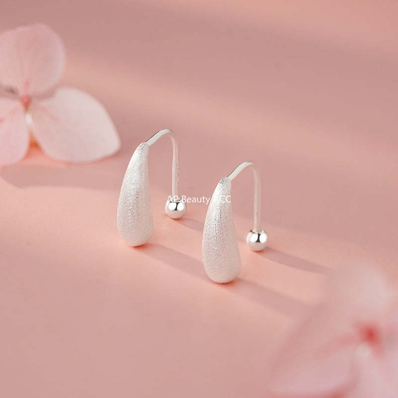 B관 - 999 실버 샌딩 물방울 모양 후크 피어싱 귀걸이 [YC2283E_1] 25.11-3