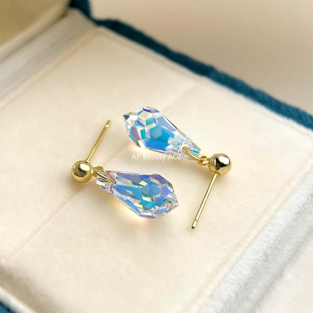 C관 - 스와로브스키 크리스탈 컷팅 물방울 은침 귀걸이 [5554] 25.02-2