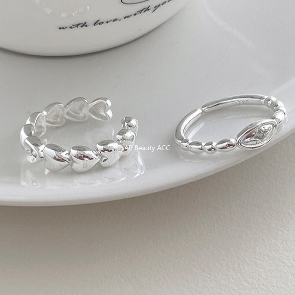 A관 - 925 실버 하트 별 큐빅 오픈형 반지 [JZ-0719] 25.11-1