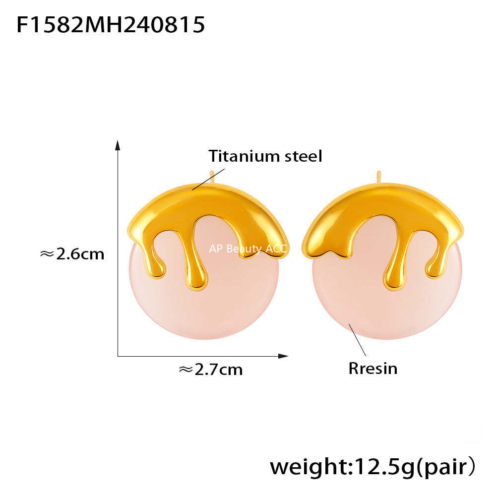 D관 - 스테인리스 스틸 캔디 컬러풀 레진 귀걸이 [F854] 24.12-4