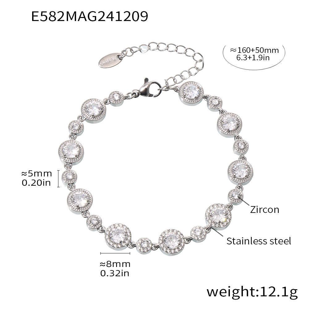 D관 - 18K 골드 도금 스테인리스 스틸 핸드메이드 큐빅 팔찌 [E575-E582] 24.12-2
