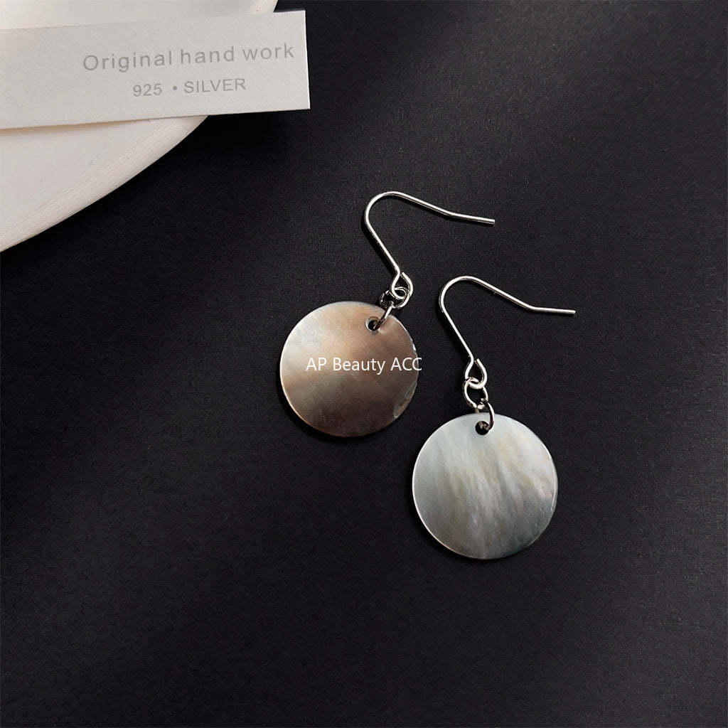 C관 - 간결한 조개 핸드메이드 은침 휴양지 느낌 귀걸이 [3831] 24.04-3