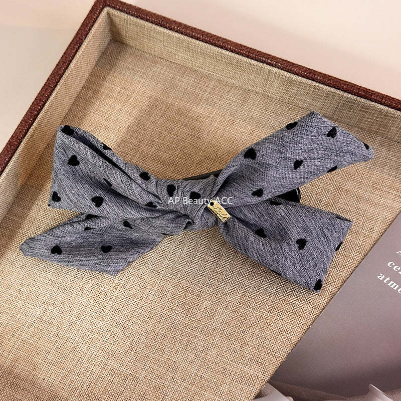 E관 - 체크 도트 리본 골드 포인트 집게핀 [27749] 25.12-1