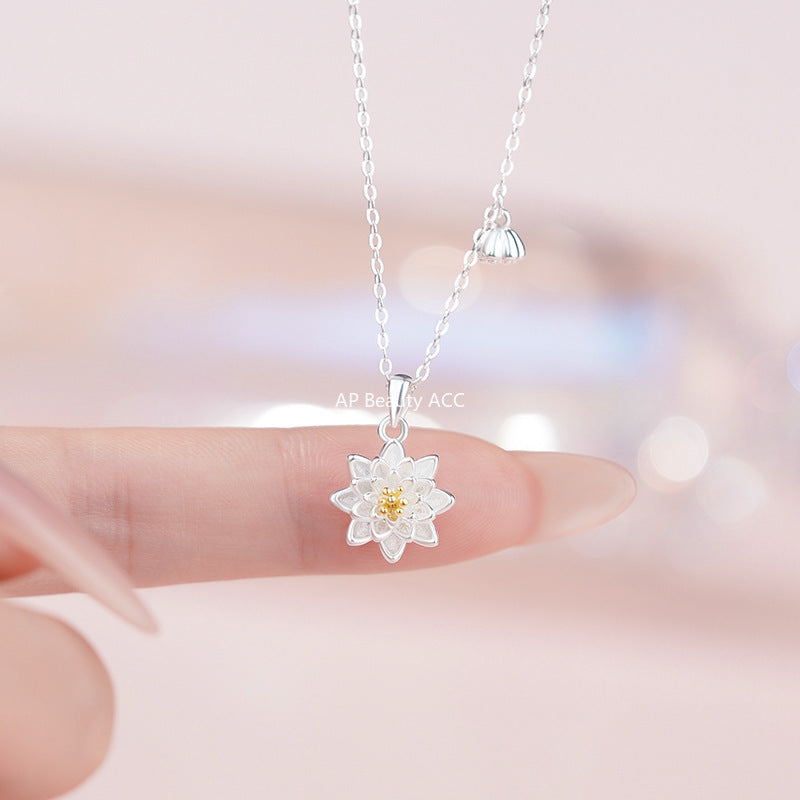 B관 - 999 실버 연꽃 플라워 펜던트 목걸이 [YC3184N] 25.11-1