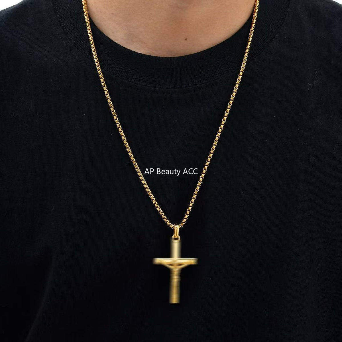 G관 - 스테인리스 십자가 펜던트 빈티지 목걸이 [PN-2207] 25.11-1