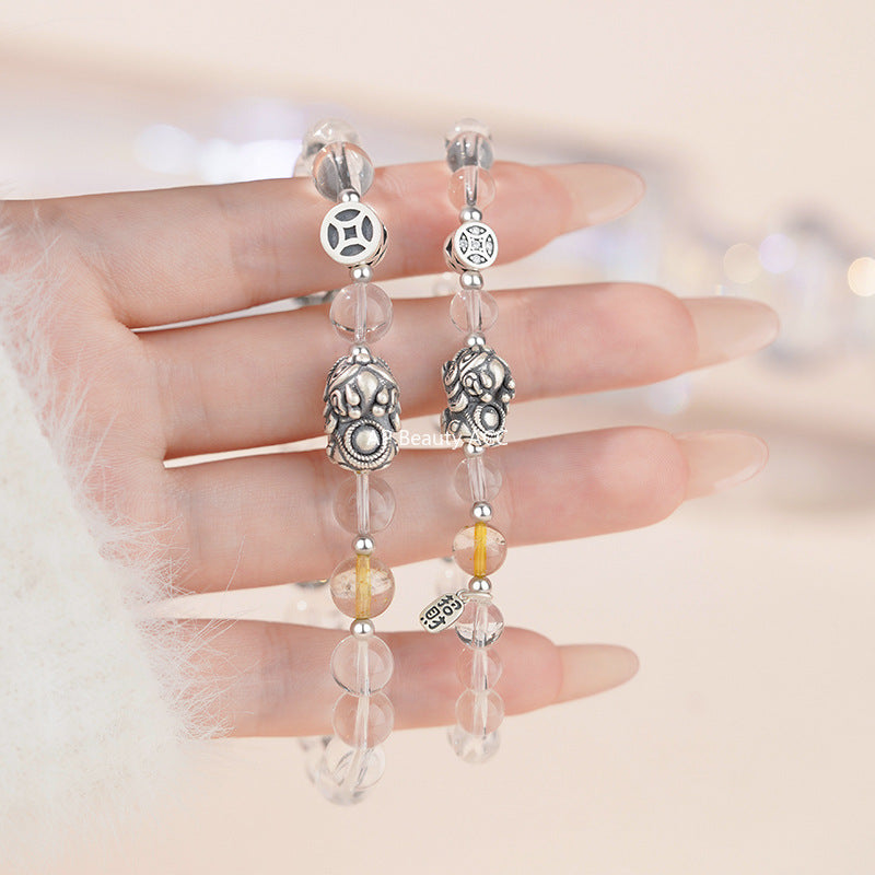 B관 - 999 실버 빈티지 행운 비즈 커플 팔찌 [YC4444SL_1] 25.10-3