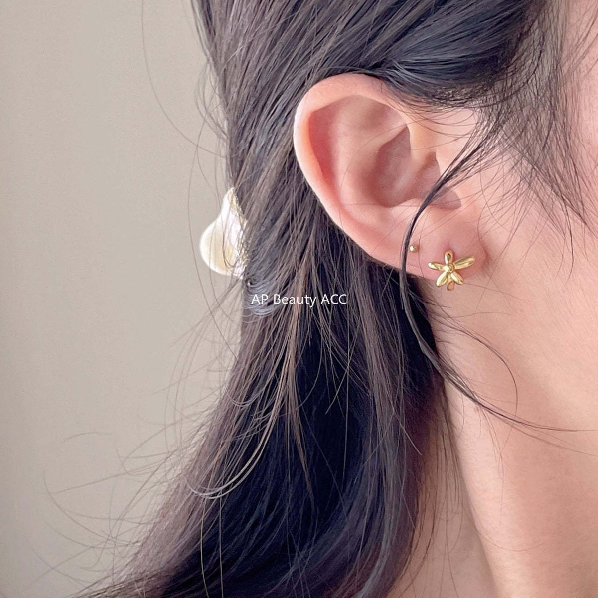 F관 - 925 실버 플라워 디자인 링 귀걸이 [C1413] 25.11-3